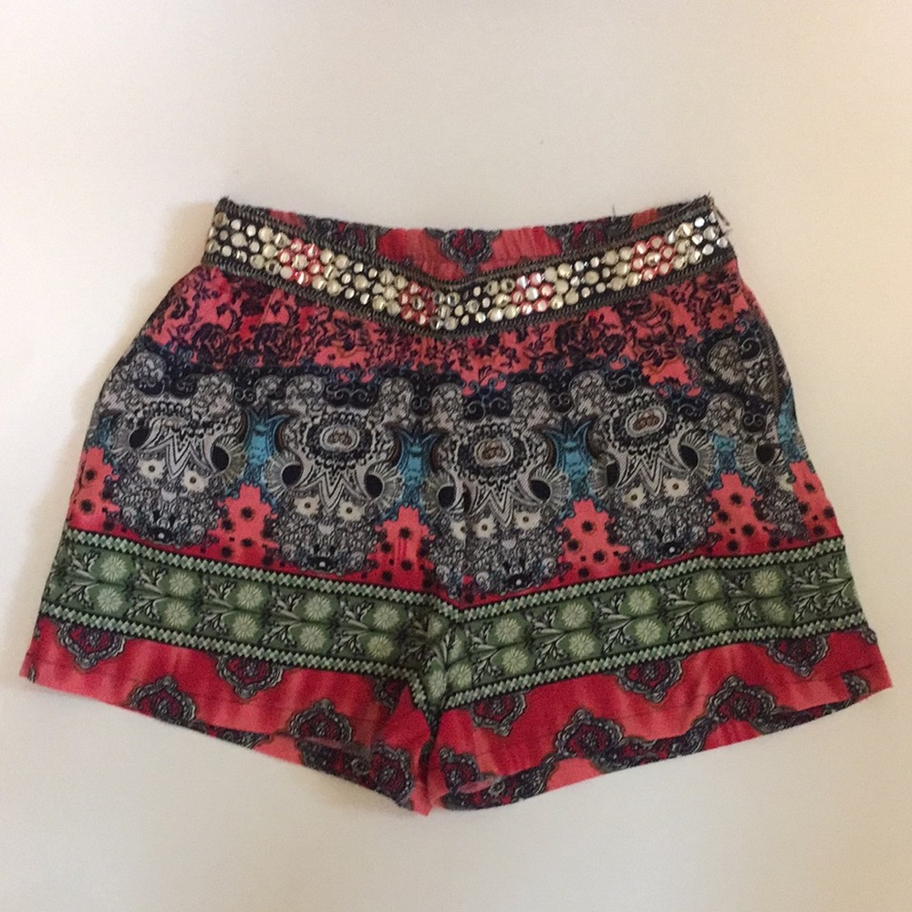 Boho Print Angie Embellished Shorts